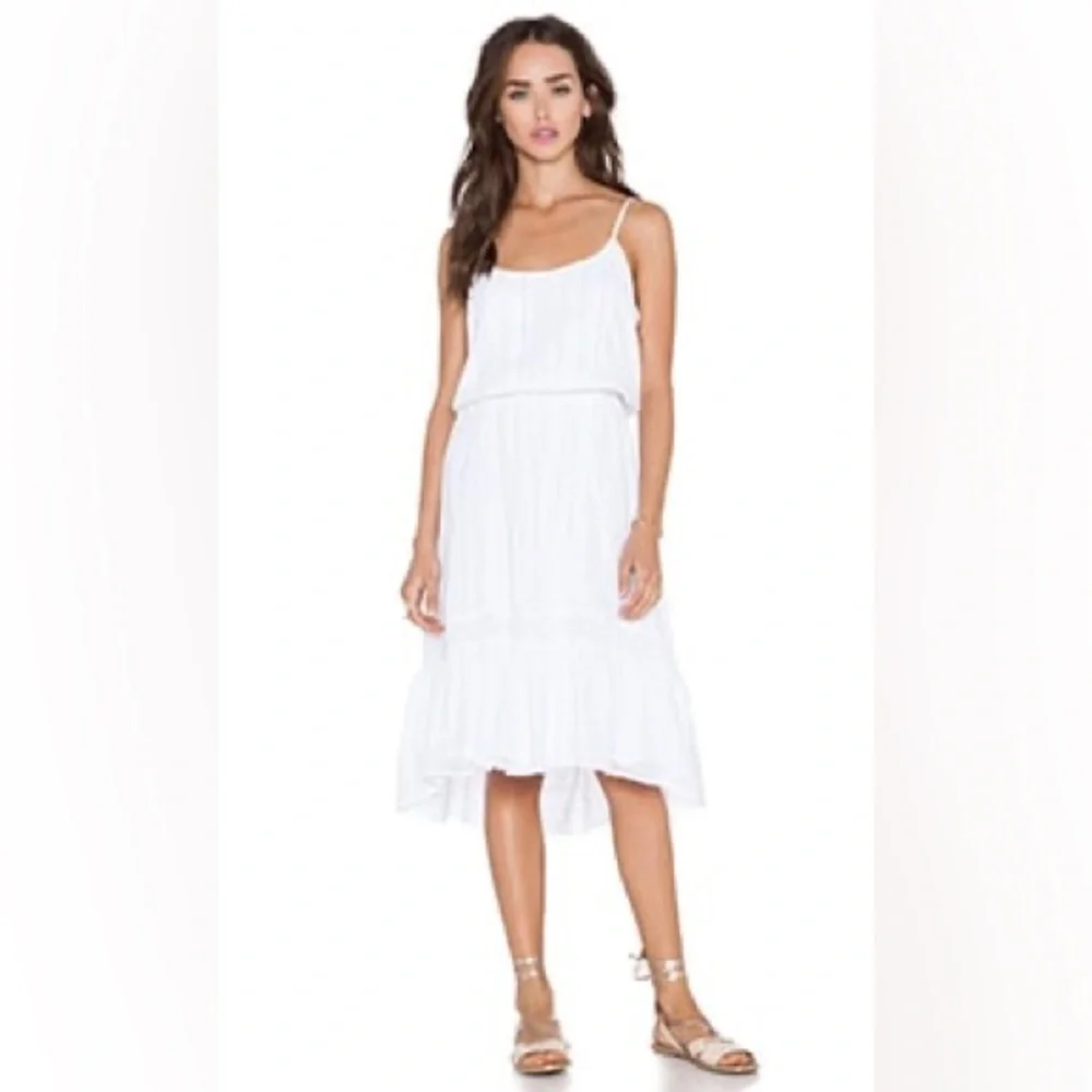 NEW Revolve Ella Moss  ‘Blanca’ Midi Dress in BLACK Large Ruffled Lace